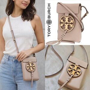 Tory Burch Miller Metal-logo Phone Crossbody In Oryx